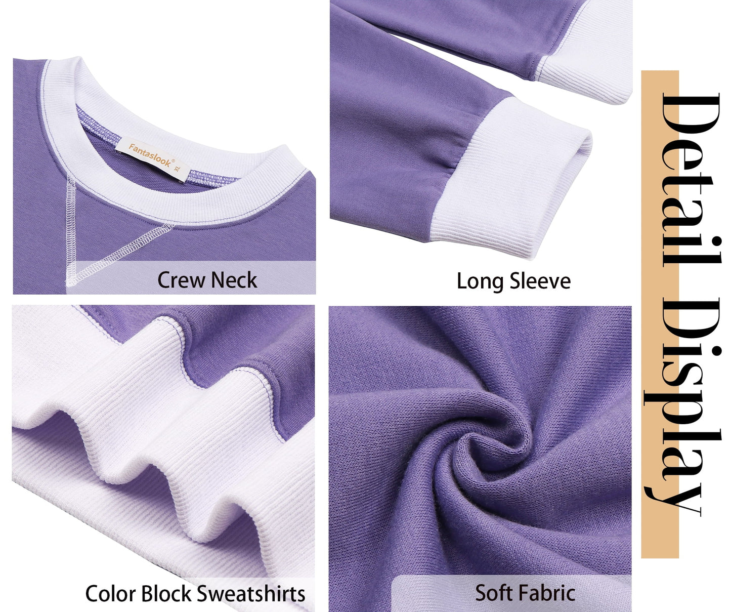 Color Block Sweatshirts for Women Crewneck Long Sleeve Oversized Pullover Tops Casual Fall Outfits