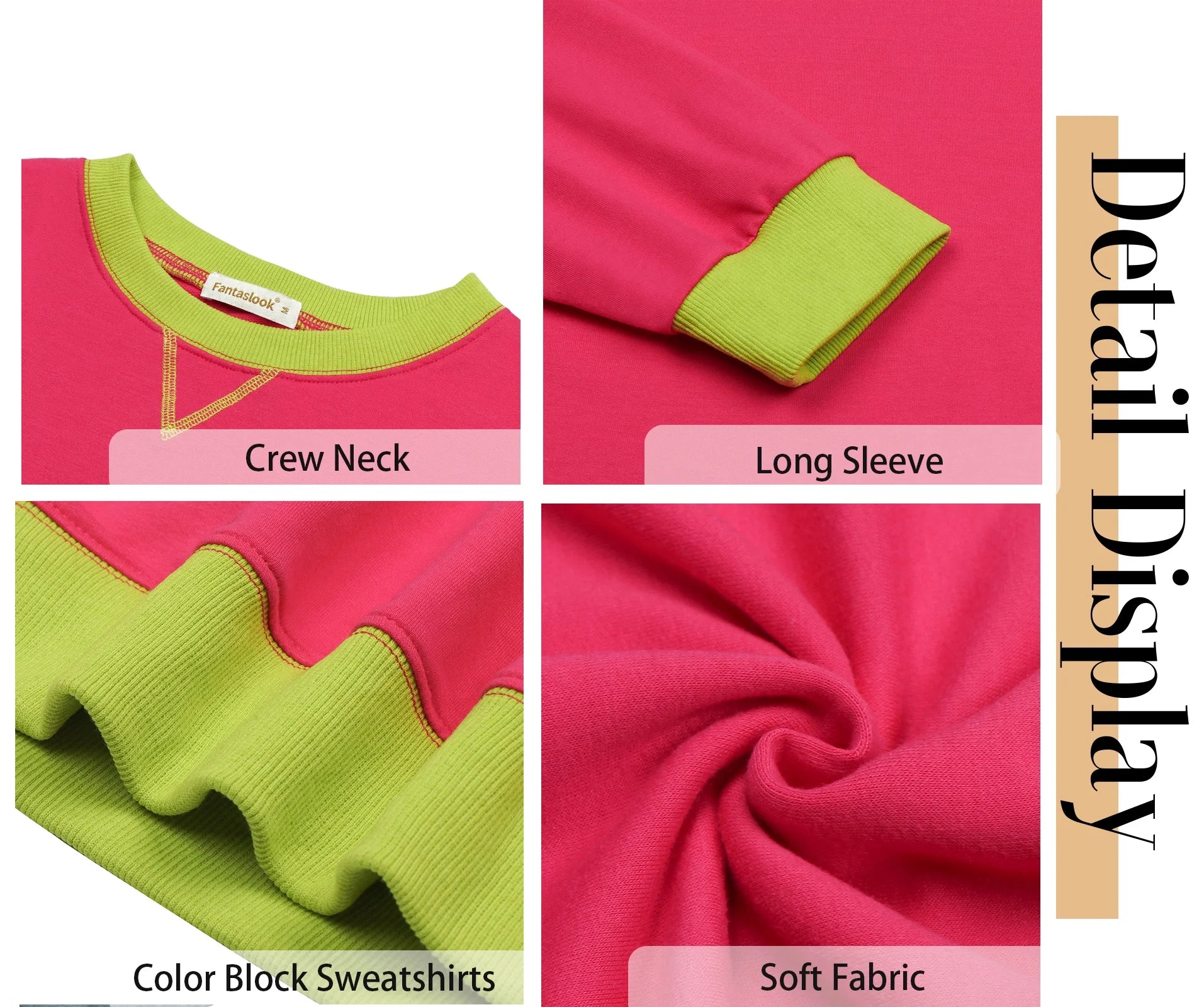 Color Block Sweatshirts for Women Crewneck Long Sleeve Oversized Pullover Tops Casual Fall Outfits