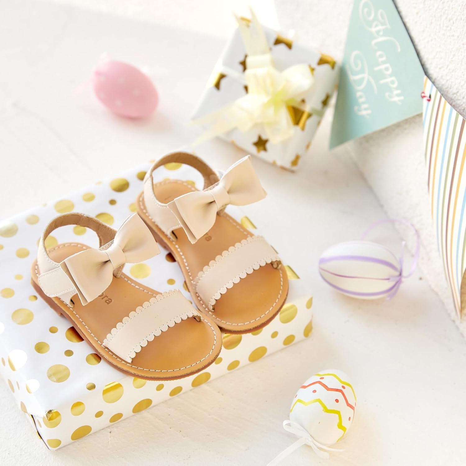 Toddler Girl Sandals - Flower Girl Dress Shoes Open Toe Little Kid Summer Flats