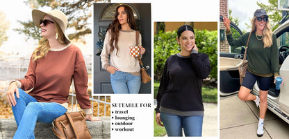 Color Block Sweatshirts for Women Crewneck Long Sleeve Shirts Fashion Tops Pullover Sweatshirts Fall Outfits