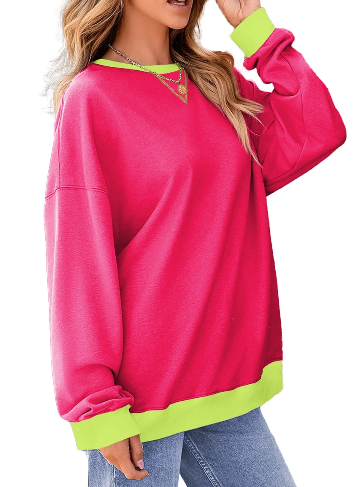 Color Block Sweatshirts for Women Crewneck Long Sleeve Oversized Pullover Tops Casual Fall Outfits