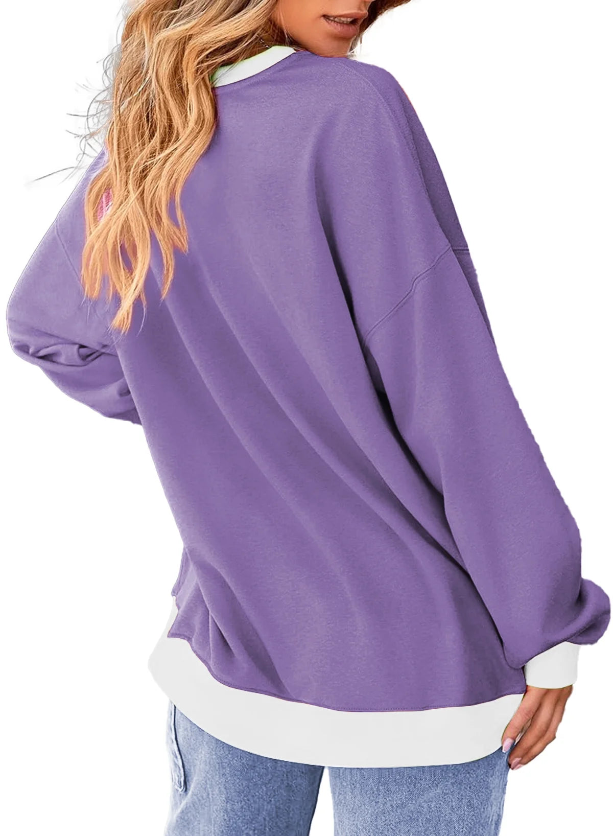 Color Block Sweatshirts for Women Crewneck Long Sleeve Oversized Pullover Tops Casual Fall Outfits