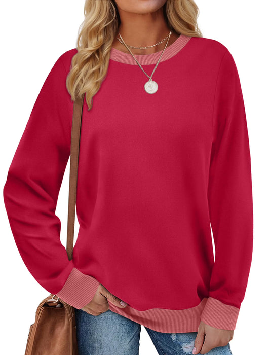 Color Block Sweatshirts for Women Crewneck Long Sleeve Shirts Fashion Tops Pullover Sweatshirts Fall Outfits