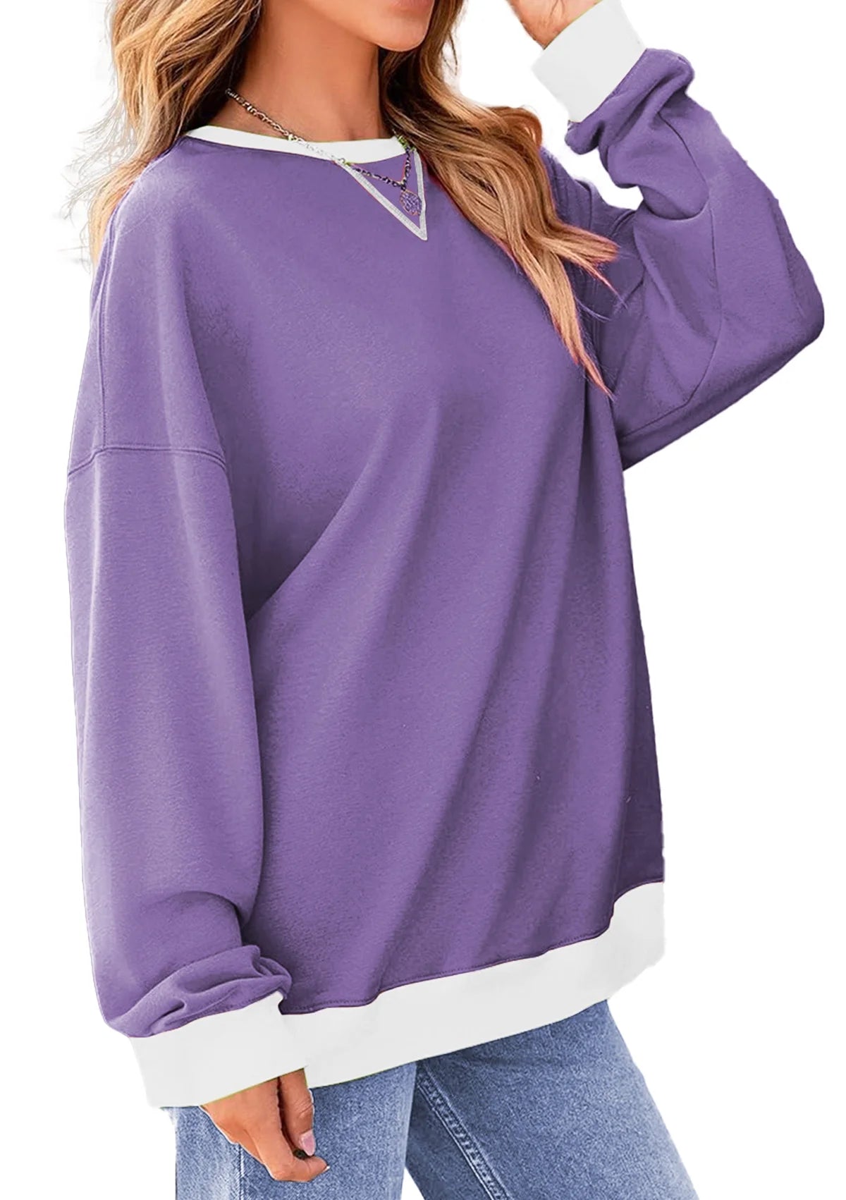 Color Block Sweatshirts for Women Crewneck Long Sleeve Oversized Pullover Tops Casual Fall Outfits