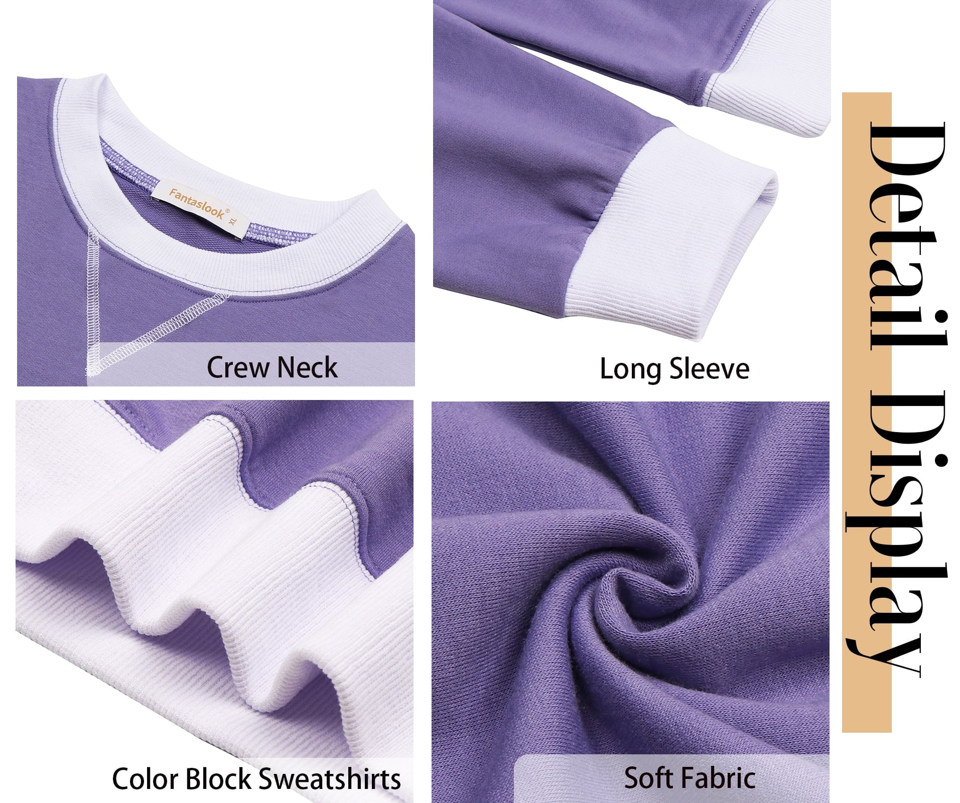 Color Block Sweatshirts for Women Crewneck Long Sleeve Oversized Pullover Tops Casual Fall Outfits