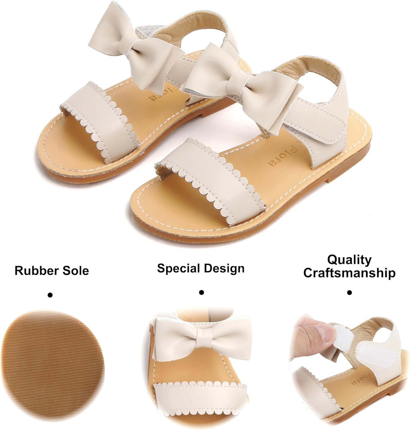 Toddler Girl Sandals - Flower Girl Dress Shoes Open Toe Little Kid Summer Flats
