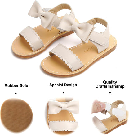 Toddler Girl Sandals - Flower Girl Dress Shoes Open Toe Little Kid Summer Flats