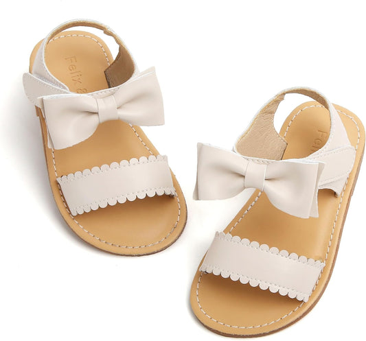 Toddler Girl Sandals - Flower Girl Dress Shoes Open Toe Little Kid Summer Flats