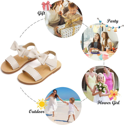 Toddler Girl Sandals - Flower Girl Dress Shoes Open Toe Little Kid Summer Flats