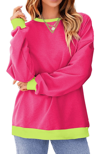 Color Block Sweatshirts for Women Crewneck Long Sleeve Oversized Pullover Tops Casual Fall Outfits