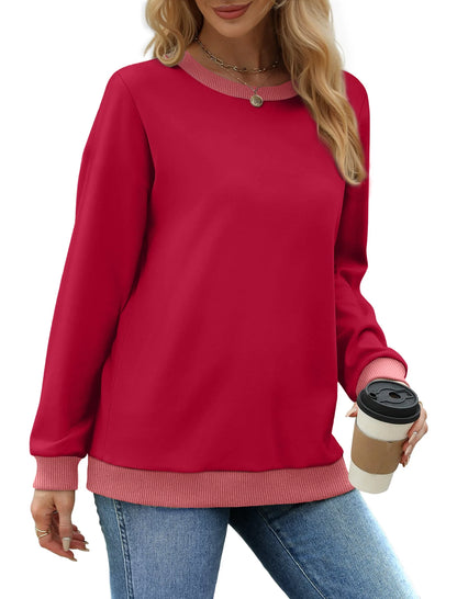 Color Block Sweatshirts for Women Crewneck Long Sleeve Shirts Fashion Tops Pullover Sweatshirts Fall Outfits