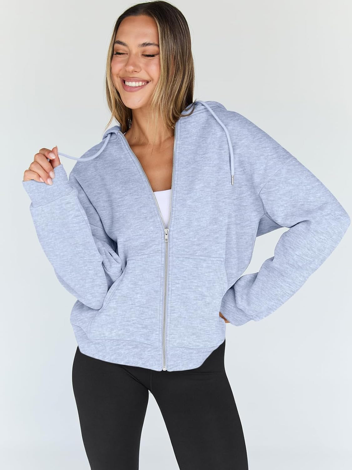 Womens Zip up Hoodies Oversized Sweatshirts Fall School Fashion Outfits Casual Jackets 2025 Winter Clothes