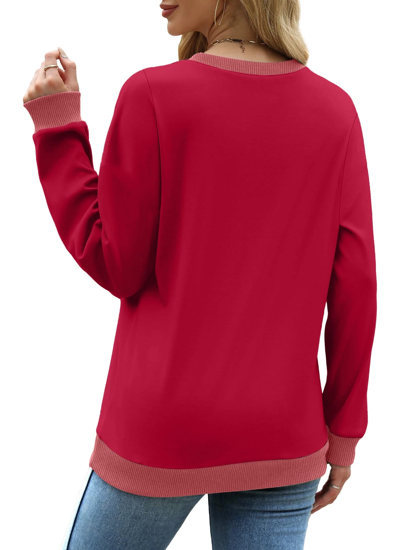 Color Block Sweatshirts for Women Crewneck Long Sleeve Shirts Fashion Tops Pullover Sweatshirts Fall Outfits