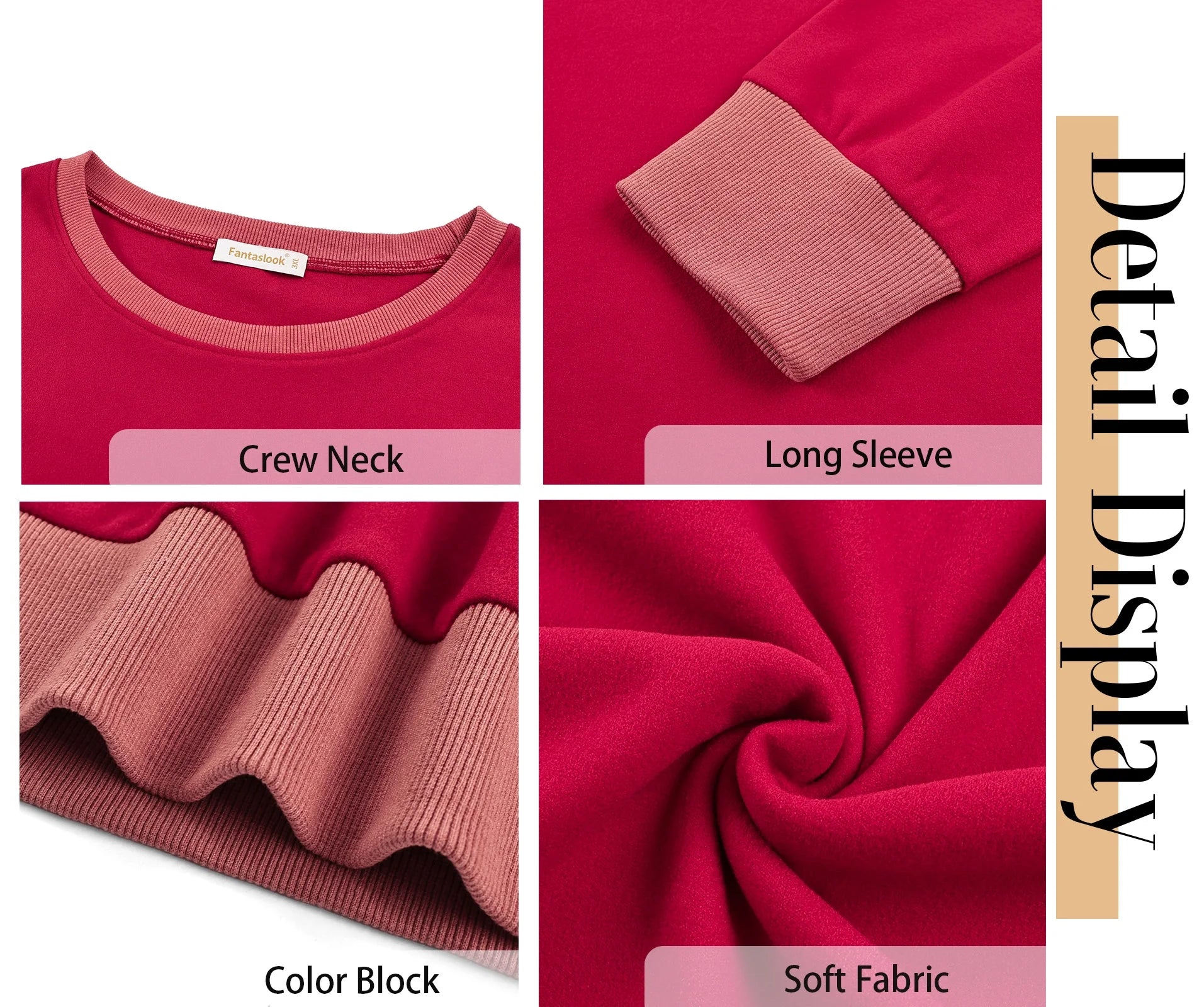 Color Block Sweatshirts for Women Crewneck Long Sleeve Shirts Fashion Tops Pullover Sweatshirts Fall Outfits